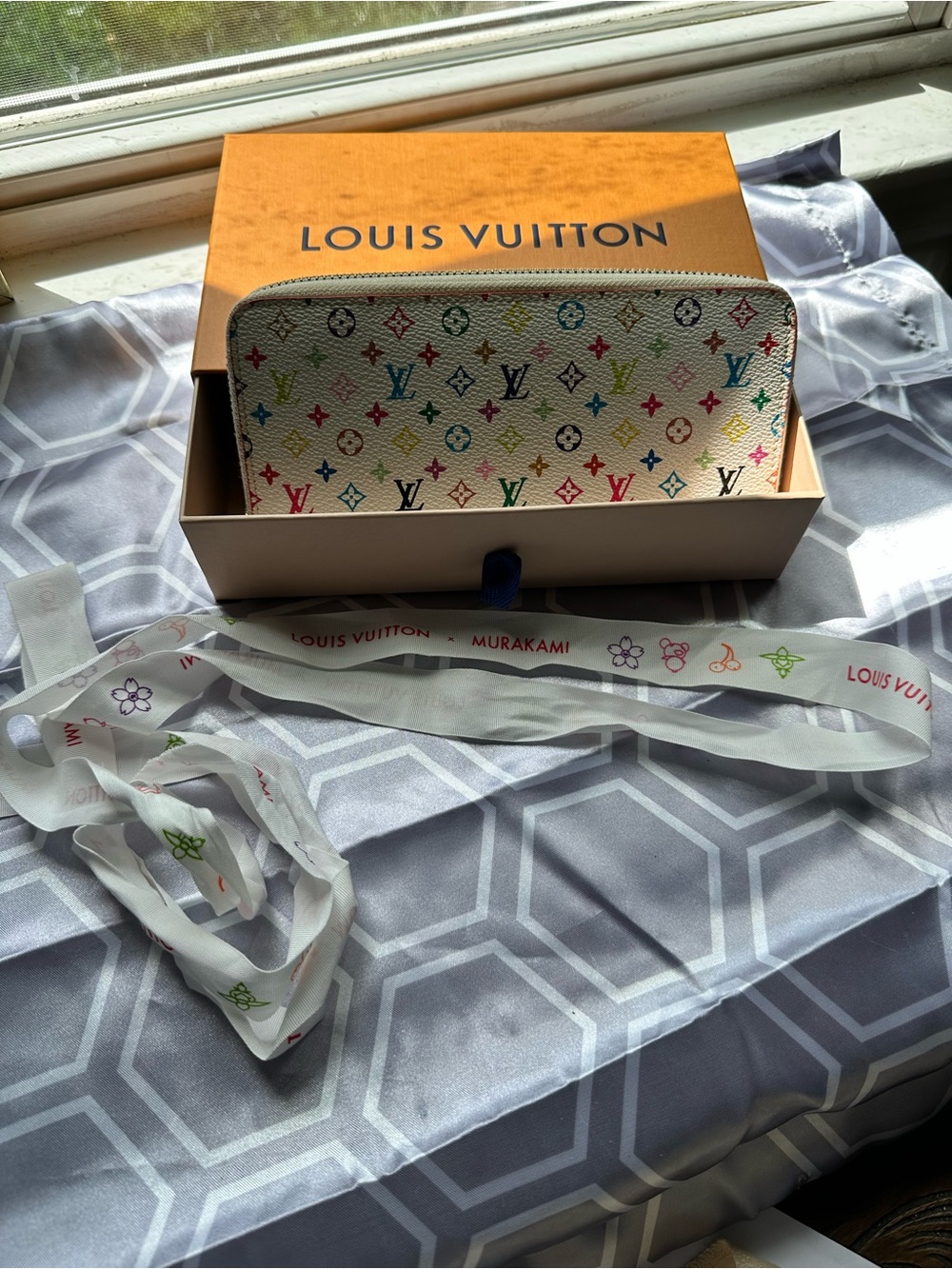 Louis Vuitton Multicolor Monogram Zip-Around Wallet on White Canvas